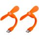 Мобільний вентилятор USB помаранчевий, від повербанка, ноутбука, комплект 2шт