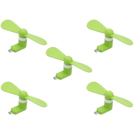 Зелений вентилятор MicroUSB від мобільного, повербанка, ноутбука, 5шт комплект Зелений вентилятор MicroUSB від мобільного, повербанка, ноутбука, 5шт комплект