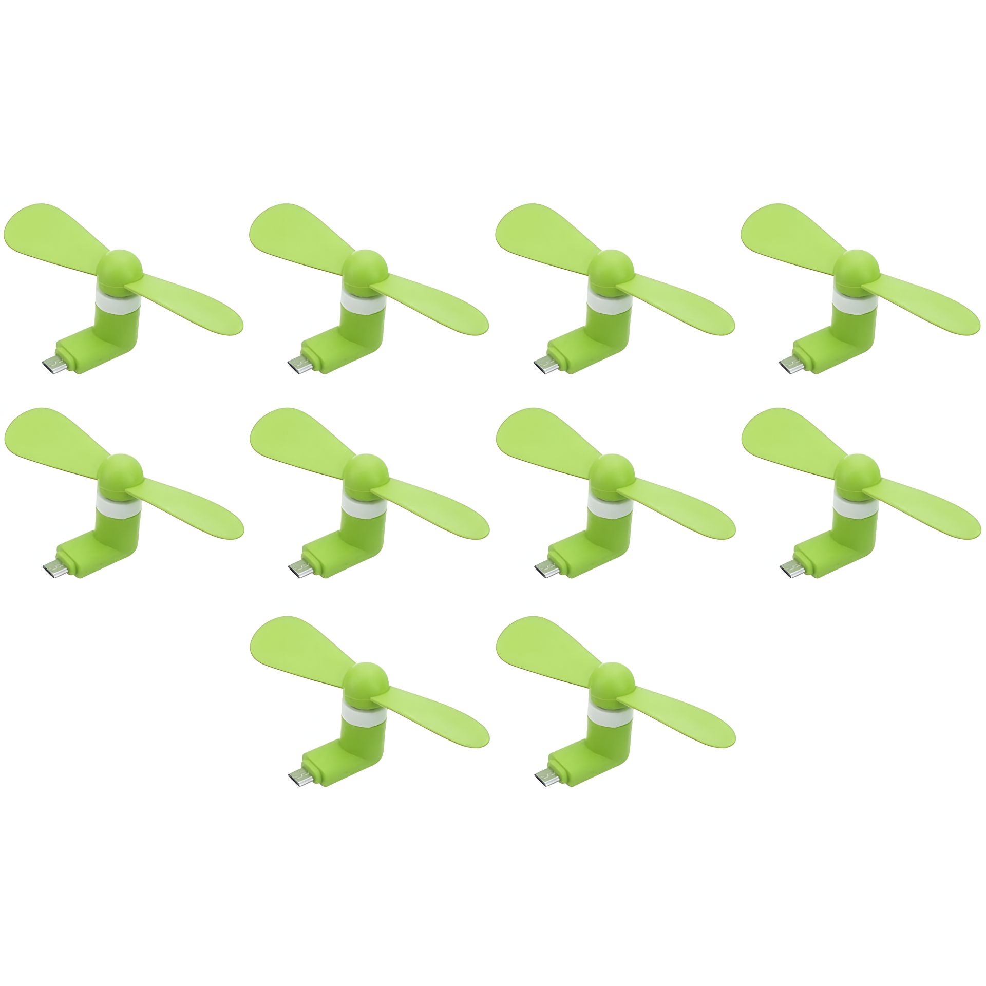 Зеленый мобильный вентилятор MicroUSB, для телефона, повербанка, ноутбука, набор 10 шт Зеленый мобильный вентилятор MicroUSB, для телефона, повербанка, ноутбука, набор 10 шт