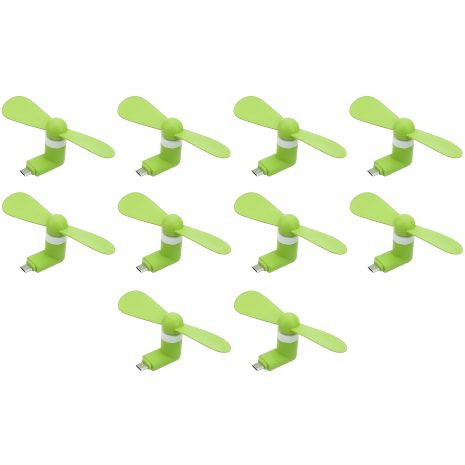 Зеленый мобильный вентилятор MicroUSB, для телефона, повербанка, ноутбука, набор 10 шт Зеленый мобильный вентилятор MicroUSB, для телефона, повербанка, ноутбука, набор 10 шт