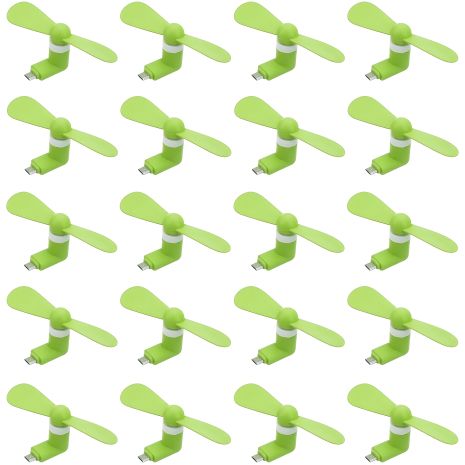 Зеленый мобильный вентилятор MicroUSB, для телефона, повербанка, ноутбука, набор 100 шт