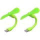 Мобильный вентилятор USB зеленый, от повербанка, ноутбука, комплект 2шт
