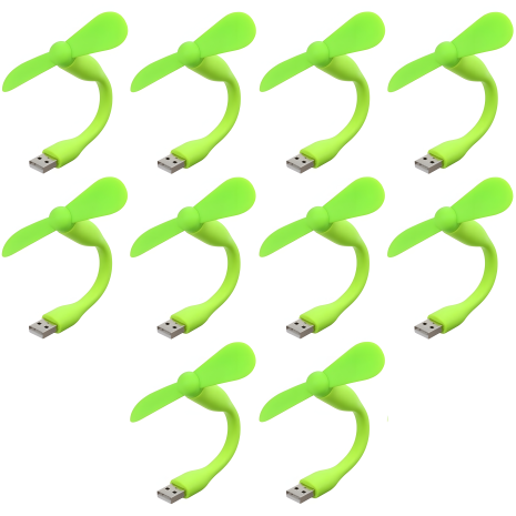 Зеленый мобильный вентилятор с USB, для ноутбука, повербанка, комплект 10шт