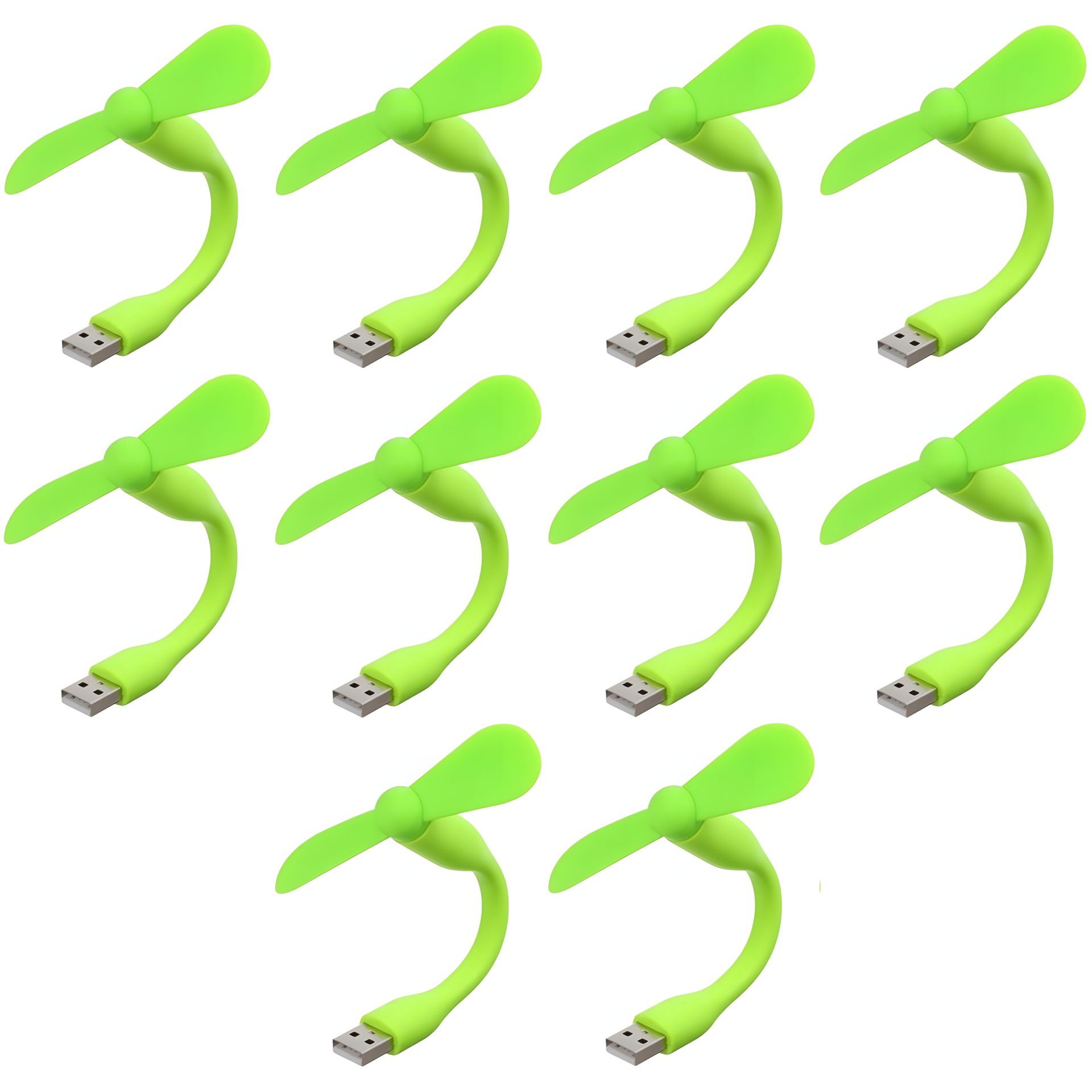 Зеленый мобильный вентилятор с USB, для ноутбука, повербанка, комплект 10шт Зеленый мобильный вентилятор с USB, для ноутбука, повербанка, комплект 10шт