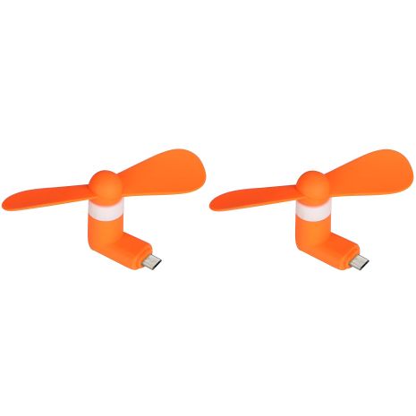 Мобільний вентилятор MicroUSB помаранчевий для телефону/повербанка/ноутбука, комплект 2шт Мобільний вентилятор MicroUSB помаранчевий для телефону/повербанка/ноутбука, комплект 2шт