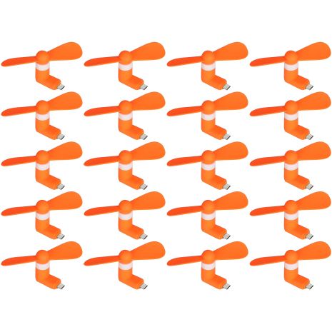 Оранжевый MicroUSB вентилятор для ноутбука и телефона, набор 20 единиц