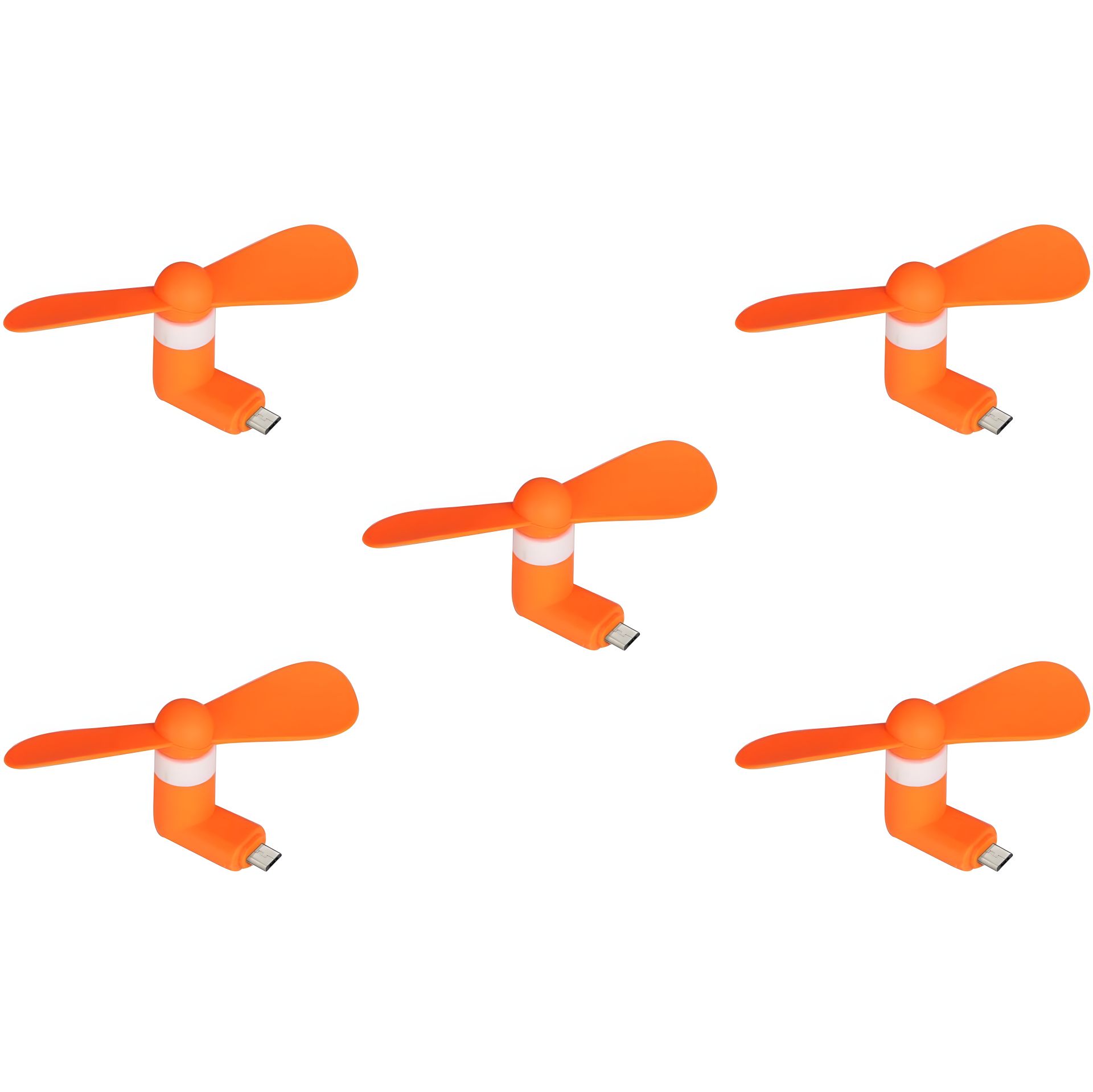 Мобильный вентилятор MicroUSB оранжевый, для телефона, повербанка, ноутбука, комплект 5шт Мобильный вентилятор MicroUSB оранжевый, для телефона, повербанка, ноутбука, комплект 5шт