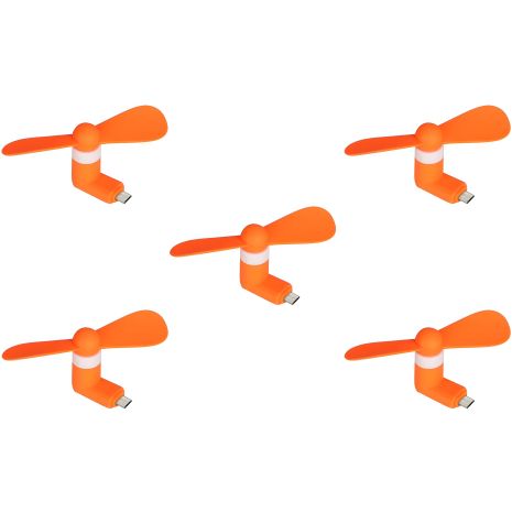 Мобильный вентилятор MicroUSB оранжевый, для телефона, повербанка, ноутбука, комплект 5шт Мобильный вентилятор MicroUSB оранжевый, для телефона, повербанка, ноутбука, комплект 5шт