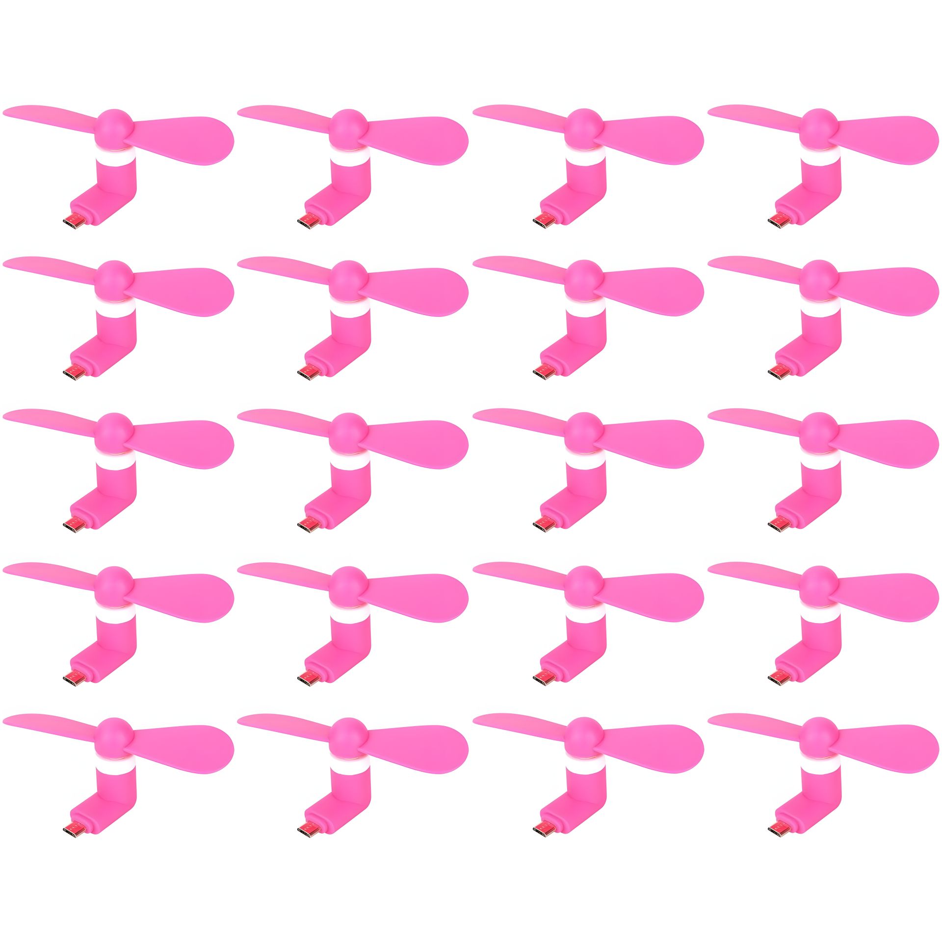 Розовый вентилятор с MicroUSB, совместим с ноутбуками и повербанками, комплект из 20 штук Розовый вентилятор с MicroUSB, совместим с ноутбуками и повербанками, комплект из 20 штук