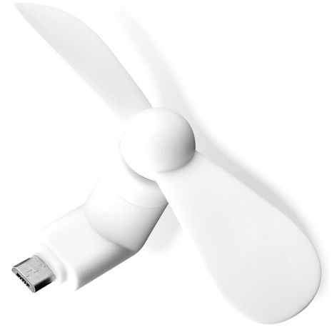 Мобильный вентилятор MicroUSB белый, от телефона, повербанка, ноутбука