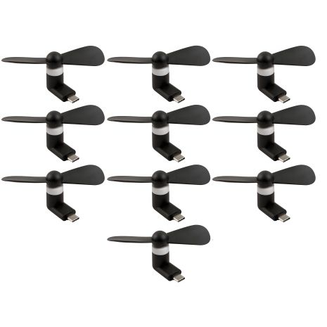 Комплект на 10 штук: черный вентилятор Type-C для ноутбуков и телефонов Комплект на 10 штук: черный вентилятор Type-C для ноутбуков и телефонов