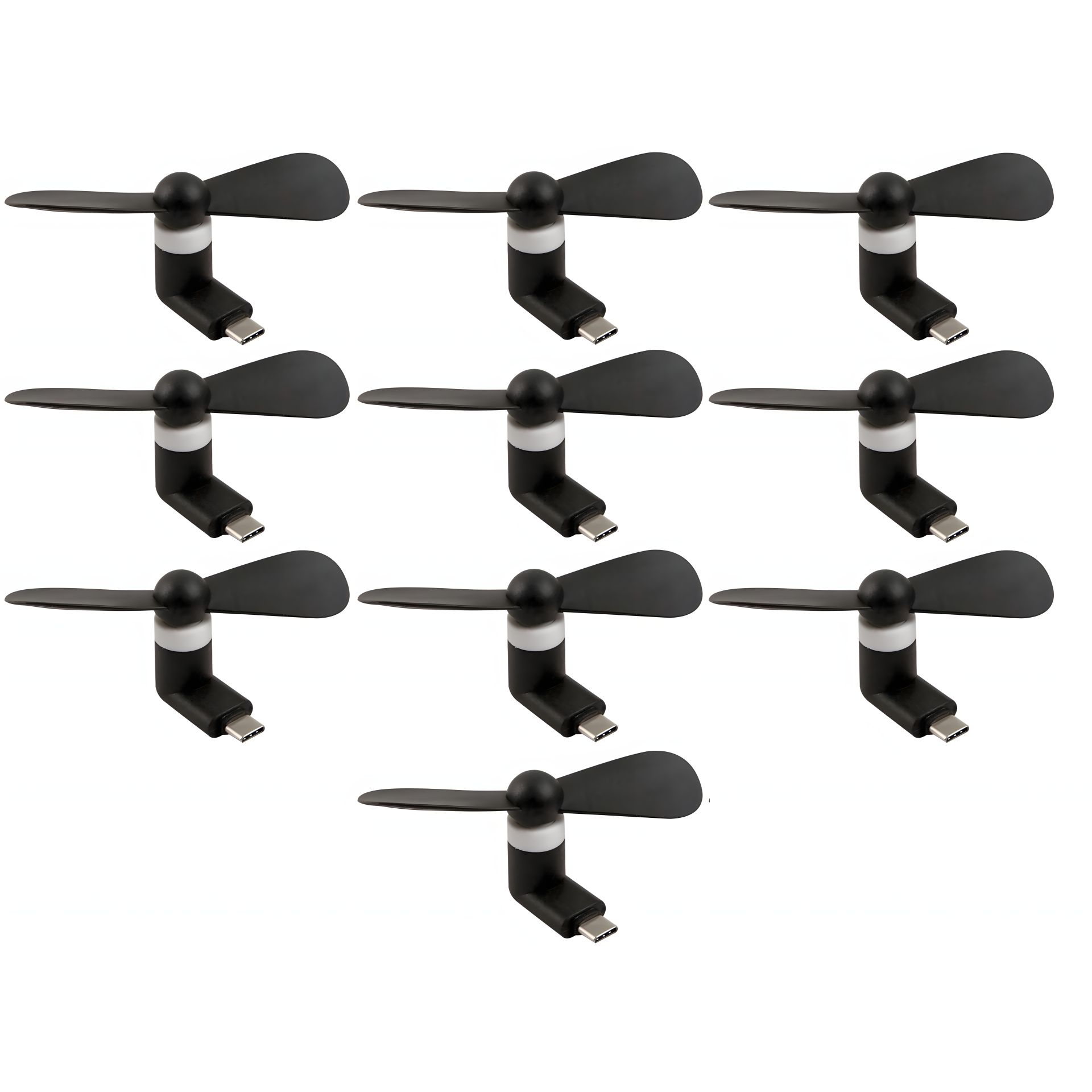 Комплект на 10 штук: черный вентилятор Type-C для ноутбуков и телефонов Комплект на 10 штук: черный вентилятор Type-C для ноутбуков и телефонов