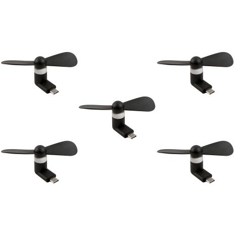 Черный вентилятор Type-C для ноутбуков и повербанков, набор 5 штук Черный вентилятор Type-C для ноутбуков и повербанков, набор 5 штук