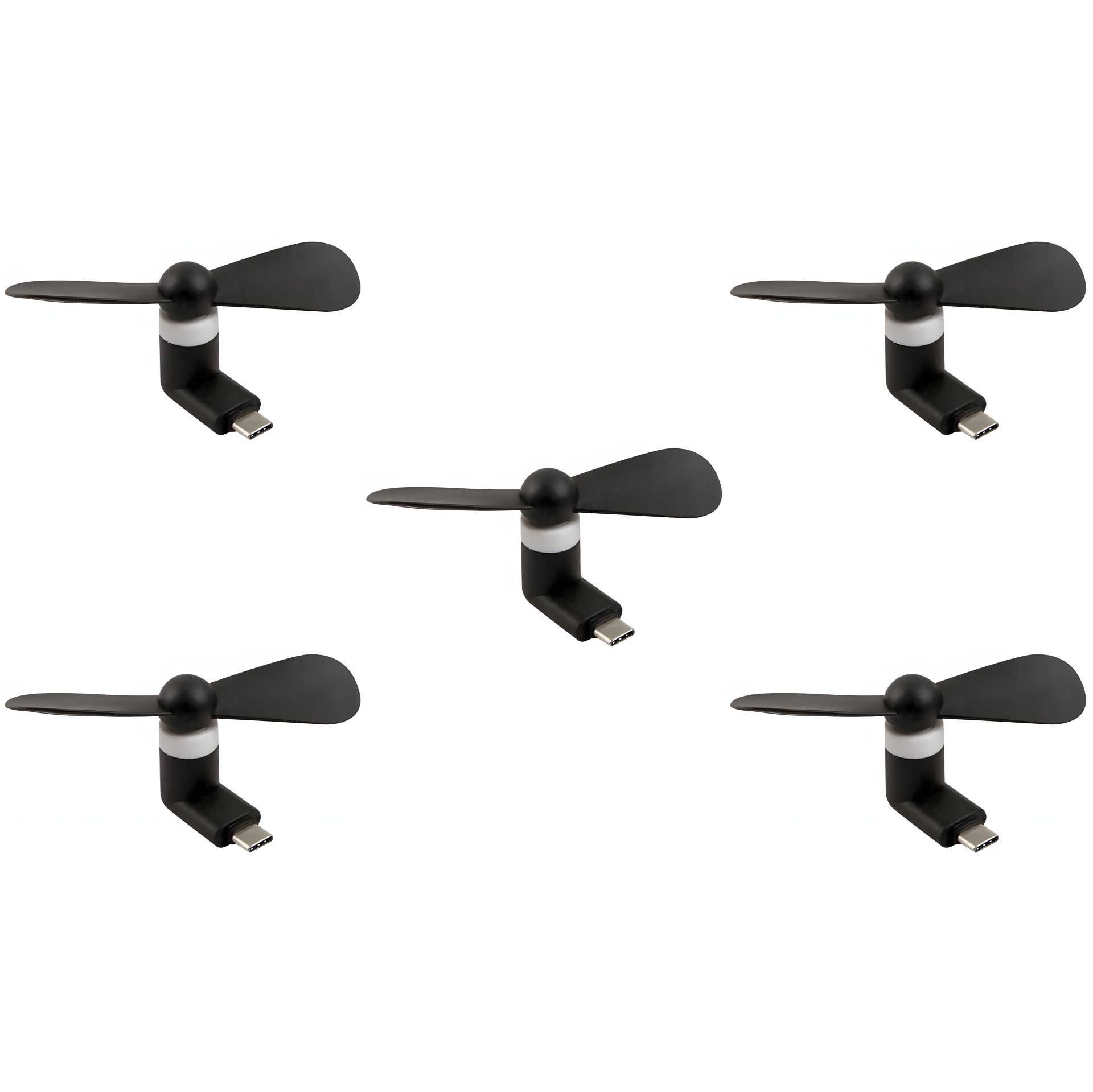 Черный вентилятор Type-C для ноутбуков и повербанков, набор 5 штук Черный вентилятор Type-C для ноутбуков и повербанков, набор 5 штук