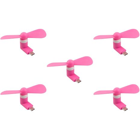 Розовый Type-C вентилятор, совместим с телефонами и ноутбуками, комплект на 5 штук