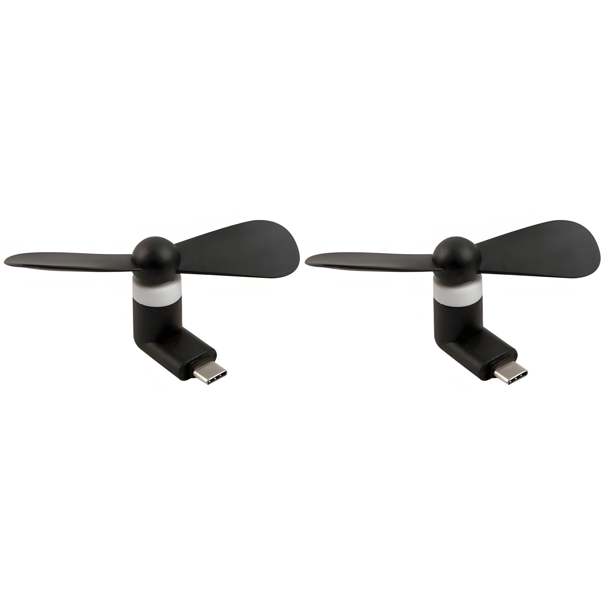 Комплект из 2 черных вентиляторов Type-C для ноутбуков и телефонов Комплект из 2 черных вентиляторов Type-C для ноутбуков и телефонов