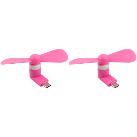 Розовый мобильный вентилятор Type-C, от телефона, повербанка, ноутбука, комплект из 2шт Розовый мобильный вентилятор Type-C, от телефона, повербанка, ноутбука, комплект из 2шт