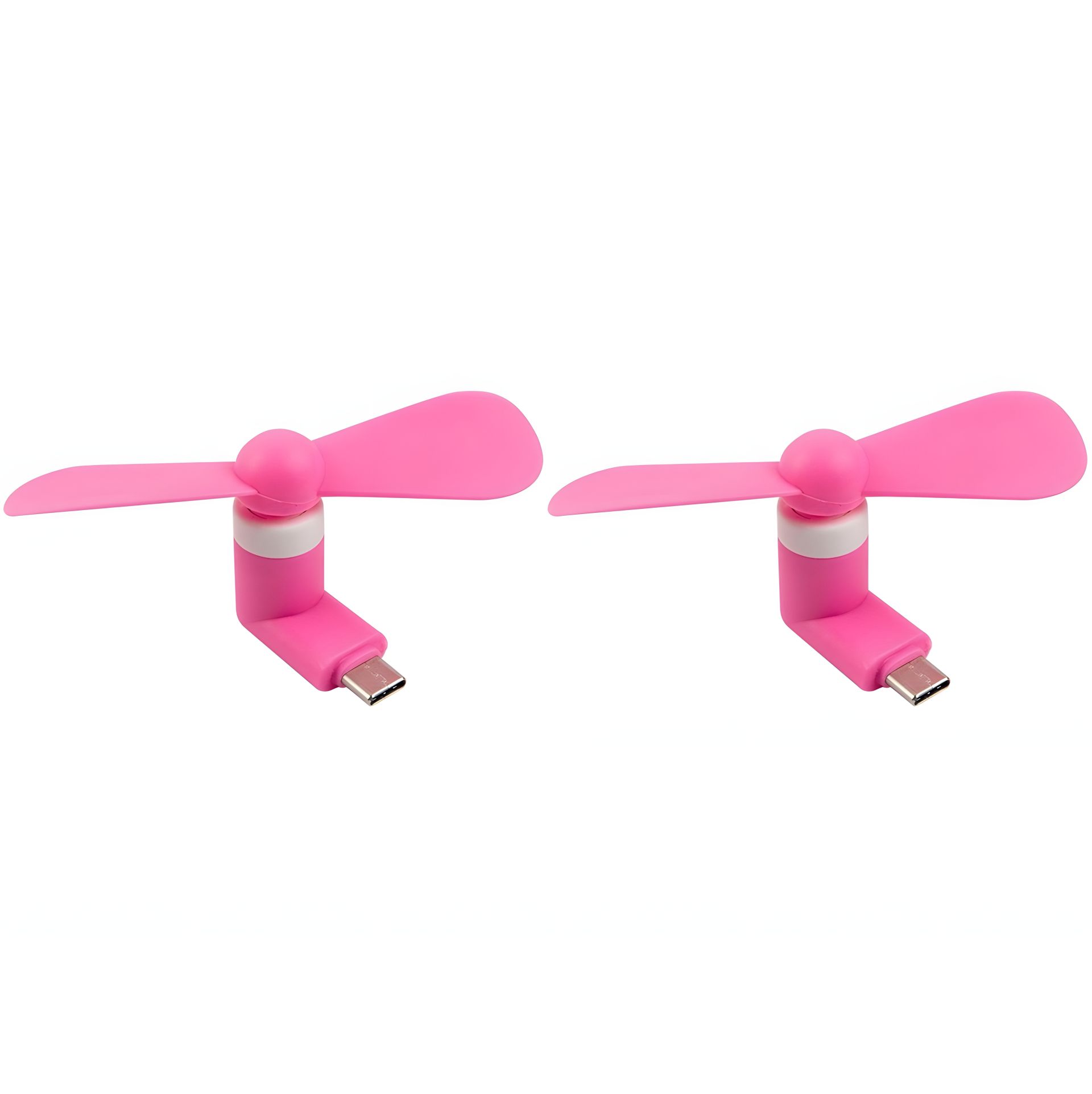 Розовый мобильный вентилятор Type-C, от телефона, повербанка, ноутбука, комплект из 2шт Розовый мобильный вентилятор Type-C, от телефона, повербанка, ноутбука, комплект из 2шт