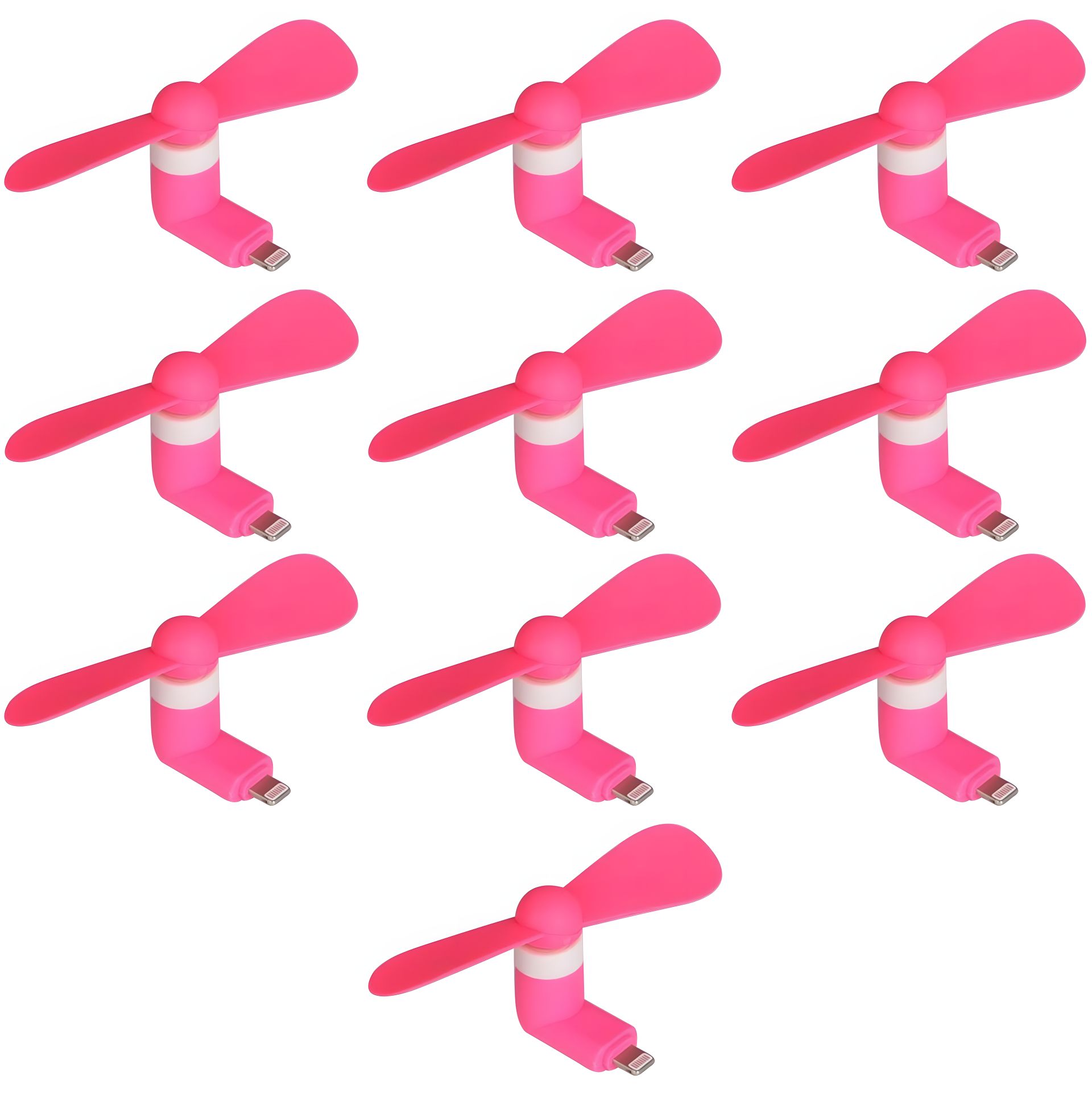 Розовый мобильный вентилятор Lightning, 10шт в упаковке Розовый мобильный вентилятор Lightning, 10шт в упаковке