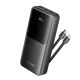 Повербанк Vention 20000mAh, LED дисплей, з вбудованими кабелями Type-C і Lightning, Micro-USB, Type-C, USB-A, USB-A, 22.5W, чорний