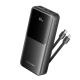 Повербанк Vention 20000mAh Power Bank (Micro-USB + USB-C + USB-A + USB-A) with Built-in USB-C and Lightning Cables 22.5W Black LED Display