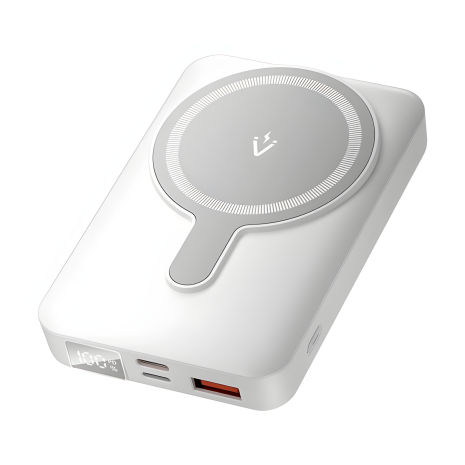 Повербанк Vention 10000mAh, белый, LED дисплей, USB-C + Lightning + USB-C + USB-A + магнитная беспроводная зарядка, мощность 22.5W (FHTW0)