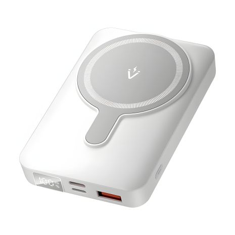 Повербанк Vention 10000mAh, белый, LED дисплей, USB-C + Lightning + USB-C + USB-A + магнитная беспроводная зарядка, мощность 22.5W (FHTW0)