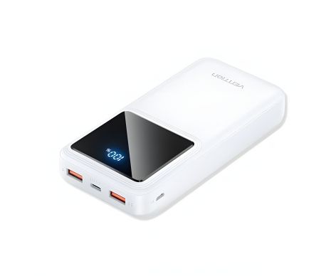 Повербанк Vention 20000mAh, белый, LED дисплей, micro-USB + USB-C + USB-A + USB-A, мощность 22.5W