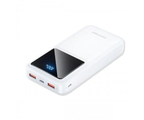 Повербанк Vention 20000mAh Power Bank (Micro-USB + USB-C + USB-A + USB-A) 22.5W White LED Display Type