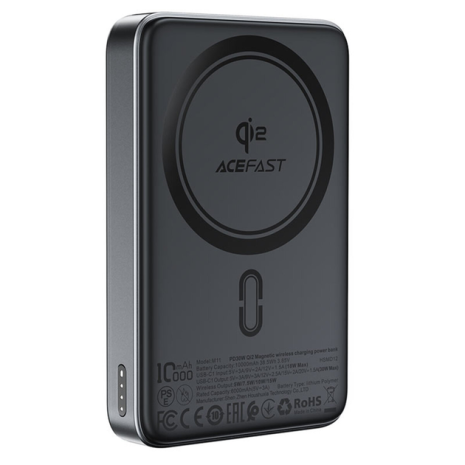 Повербанк ACEFAST M11, PD30W, Qi2 magnetic wireless charging, 10000 mAh, Black