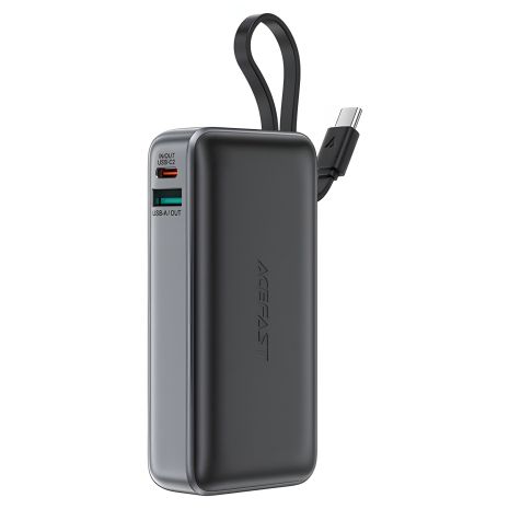 Повербанк ACEFAST M7 PD30W, черный, с кабелем, 10000mAh
