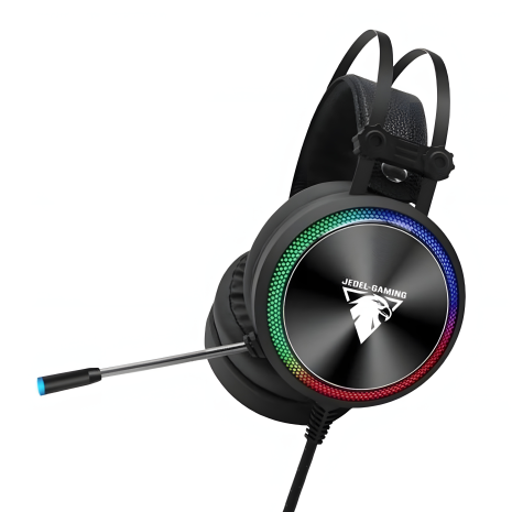 Игровые накладные наушники Jedel GH-213 с LED подсветкой, Jack 3.5, черные