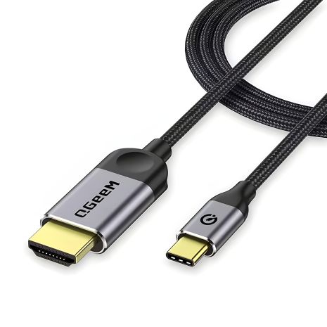Кабель Qgeem, type-c на HDMI, 4K@60Hz, 1.5m, металлический, серый
