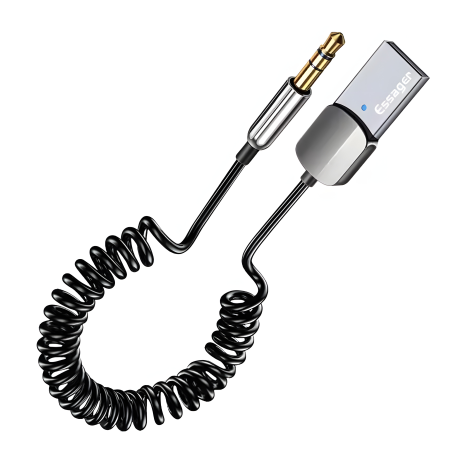 Bluetooth ресивер Essager EB01, AUX, BT5.0, 1.1m, чорний