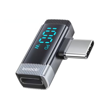 Toocki angled adapter with display, Type-C, 100W power capacity, black-grey TQ-X33C2G