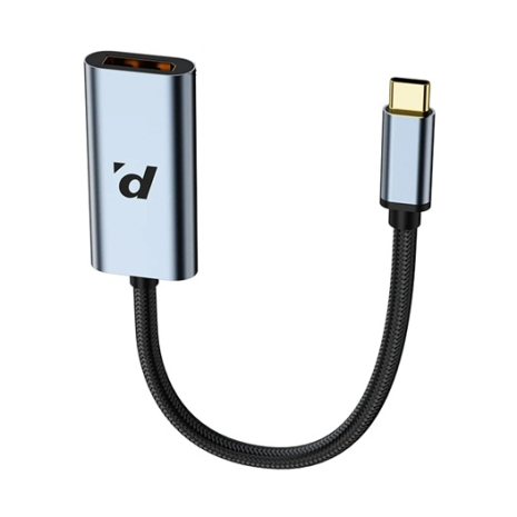 Адаптер Gopala Type-C to DisplayPort (F) 8K@60Hz 4K@144Hz Metal Shell, Nylon Braided Cable [Thunderbolt 3/4 Compatible] Black-Grey TD8FMNK