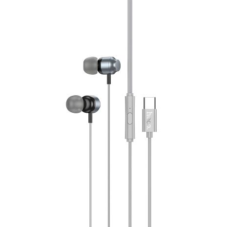 Металлические вакуумные наушники Hoco M122 Type-C серые