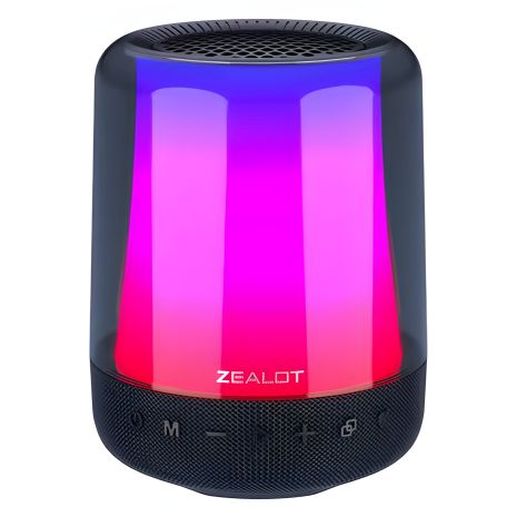 Bluetooth колонка портативная ZEALOT S66 с LED подсветкой черная