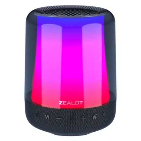 Портативна Bluetooth колонка ZEALOT S66, з LED підсвічуванням, IPX5, USB, AUX, TF, BT5.2, 24W, 5200mAh, 24h, Black