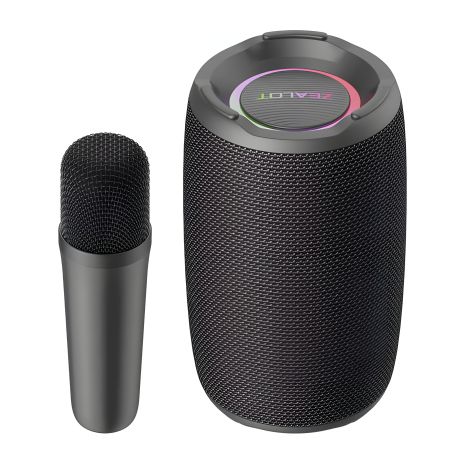 Bluetooth колонка портативная ZEALOT S61M с LED подсветкой и микрофоном черная Bluetooth колонка портативная ZEALOT S61M с LED подсветкой и микрофоном черная