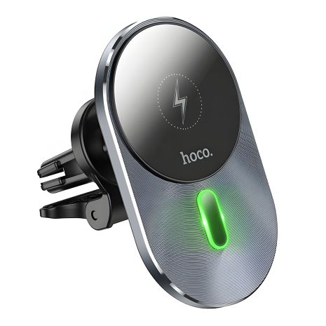 Автотримач магнітний з бездротовою зарядкою Hoco CA91 Magic, 15W, сірий