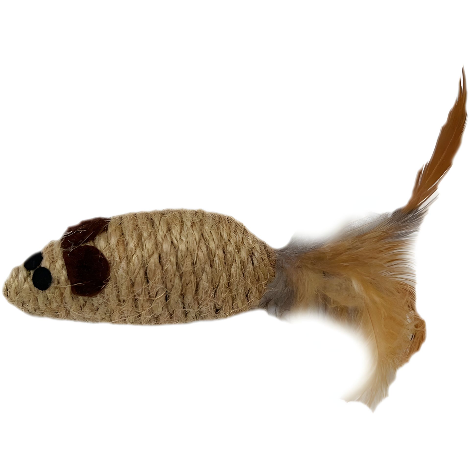 Мотузкова мишка з пером для кота Мотузкова мишка з пером для кота