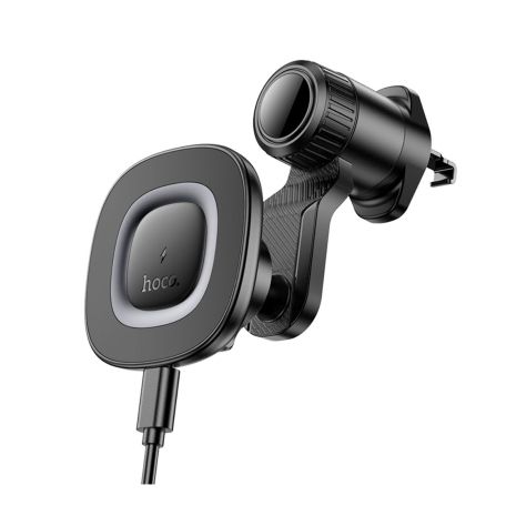 Автотримач Hoco HW30 магнітний з бездротовою зарядкою, 15W, black metal gray Автотримач Hoco HW30 магнітний з бездротовою зарядкою, 15W, black metal gray