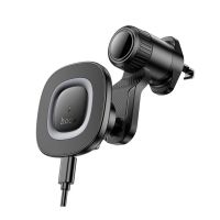 Автотримач Hoco HW30 магнітний з бездротовою зарядкою, 15W, black metal gray