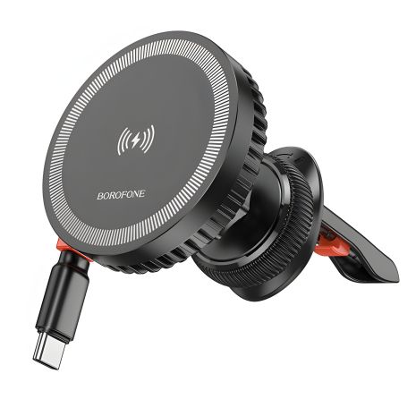 Беспроводной автодержатель Borofone BH207 Mona Magnetic 15W, черный