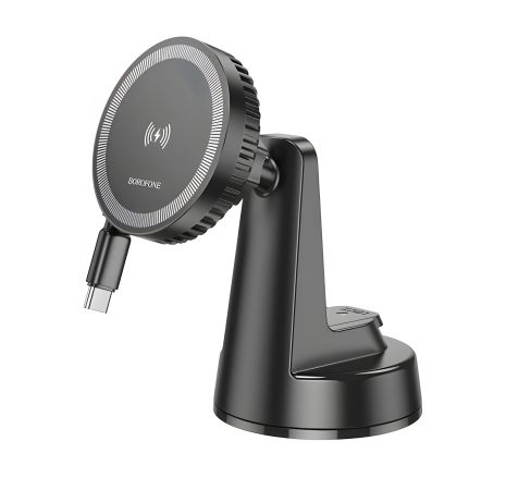 Автотримач Borofone BH208 Mona Магнітний Wireless, 15W, Чорний