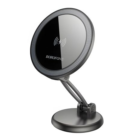 Автотримач Borofone BH218 Магнітний Wireless, 15W, сірий