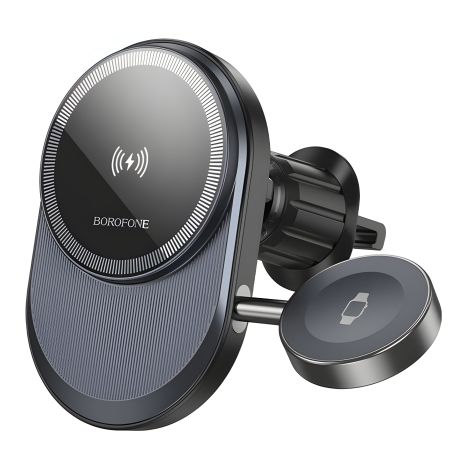 Автомагнітний тримач Borofone BH219 Fine 2-in-1 Wireless 15W Чорний
