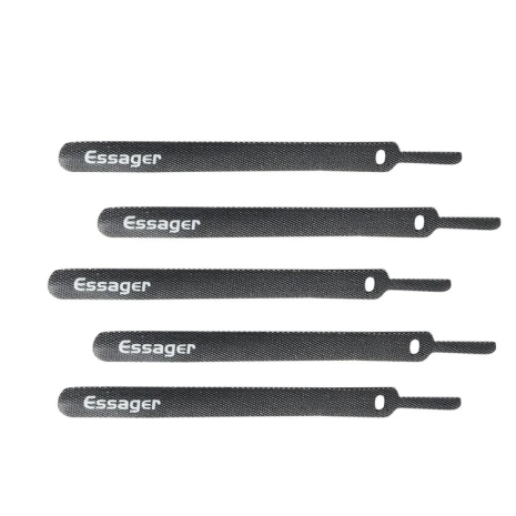Органайзер для кабеля Essager KBC01 Cable Organizer с липучкой, комплект 20шт, Black