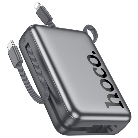 Повербанк Hoco Q39 20000mAh 22.5W+PD 20W + кабель 2в1 Type-C/ Lightning metal grey